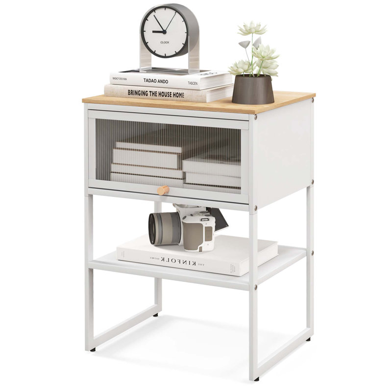 Ebern Designs Home Nightstand 3-tier Storage Table With Open Shelf Heavy-duty Metal Frame, Individual