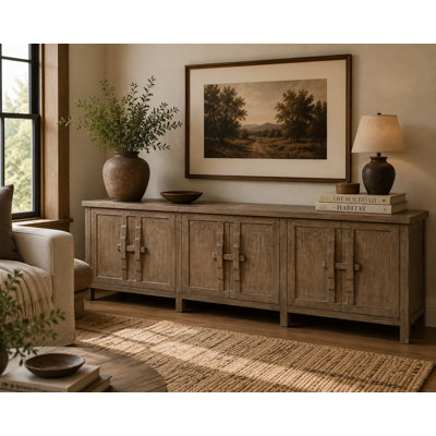 110 Inches Long Nico Sideboard with Six Doors Weathered Natural