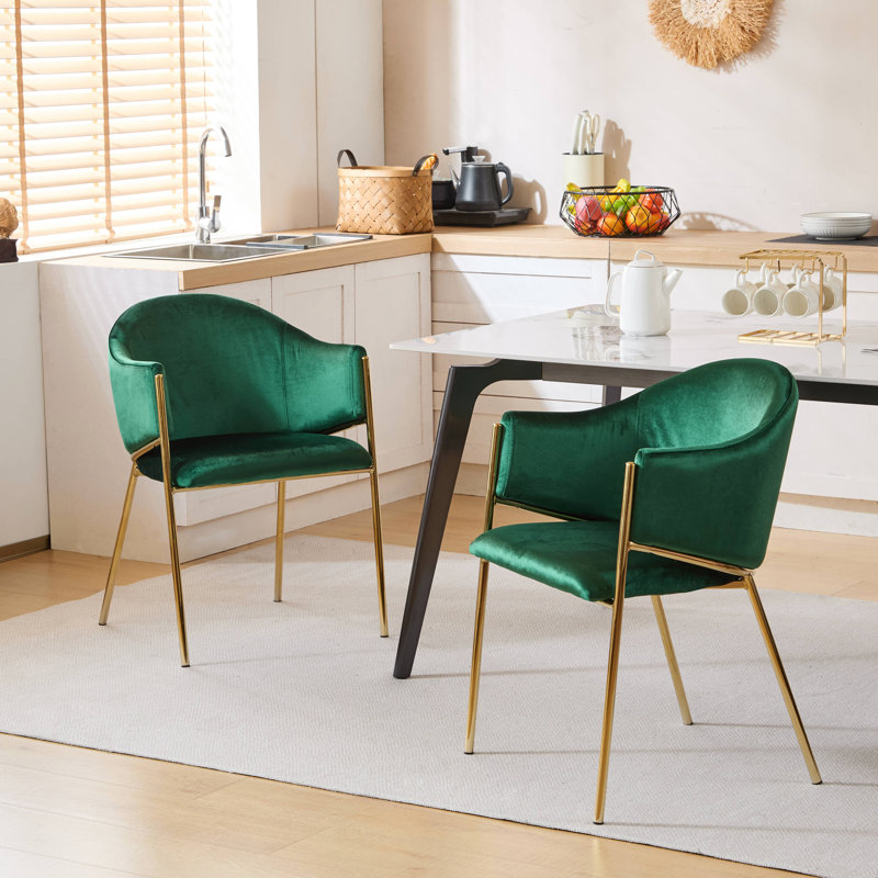 Modern Velvet Upholstered Dining Chair With Gold Frame, Comfortable And Stylish For Any Dining Space
