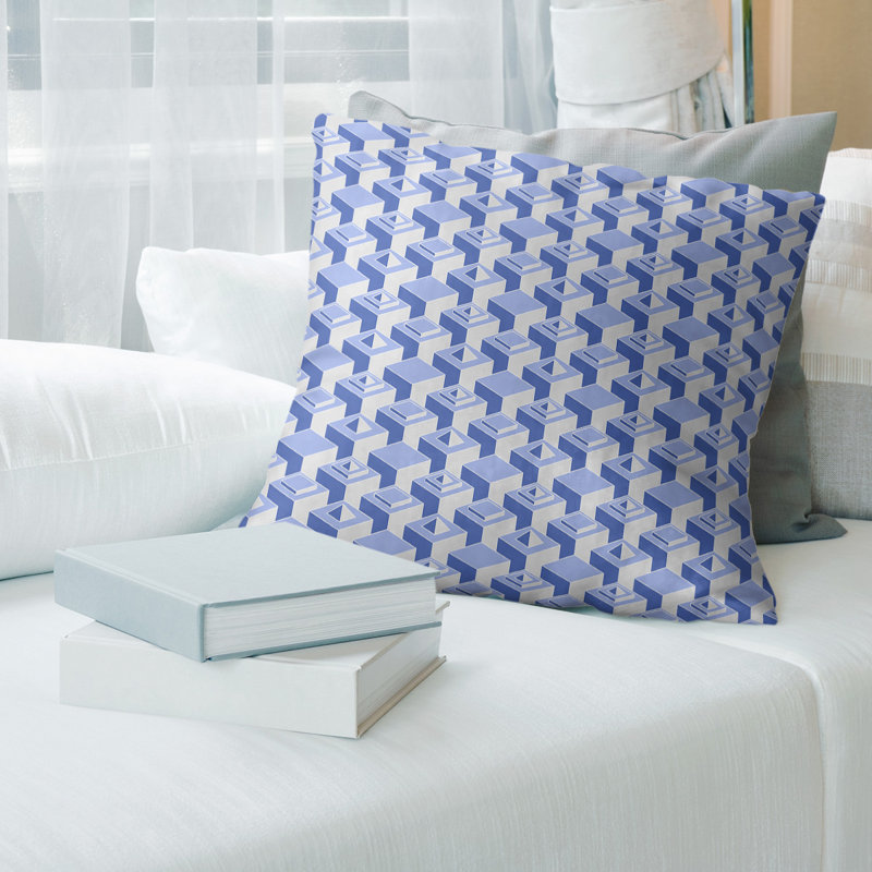 Housse de coussin Skyscrapers, 16 po x 1 po, Bleu froid, Croisé en coton