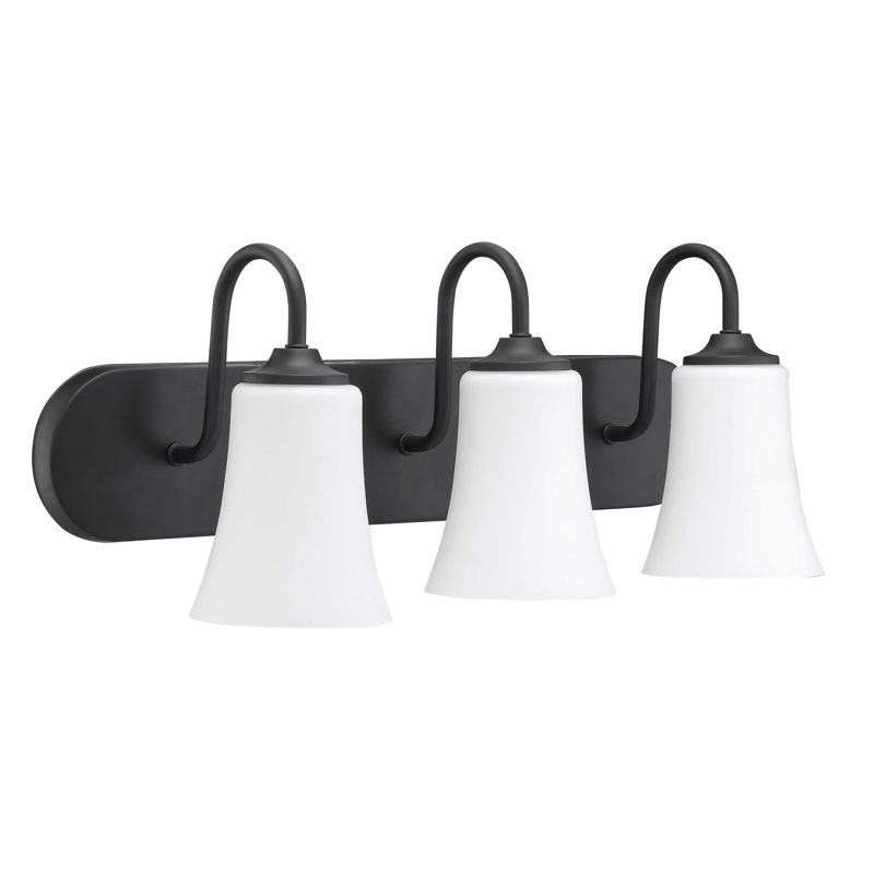 Éclairage pour meuble-lavabo 3 lumières à intensité réglable Neomi, Blanc givré, Dos plat