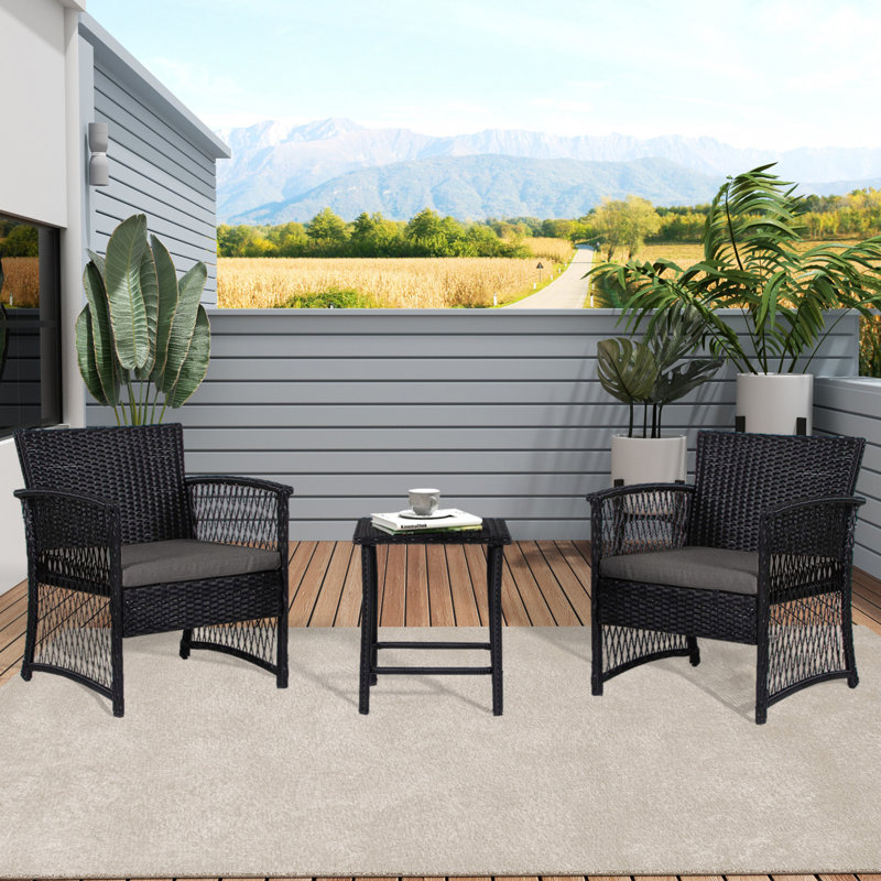 Bella 2 - Person Patio Conversation Set, Gray, Black