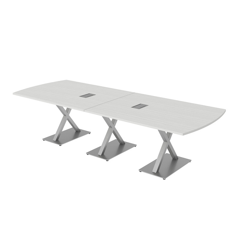Table de conférence Pavert Arc Unité électrique, Cyprès blanc, Argent, H 30 po x l 120 po x P 48 po