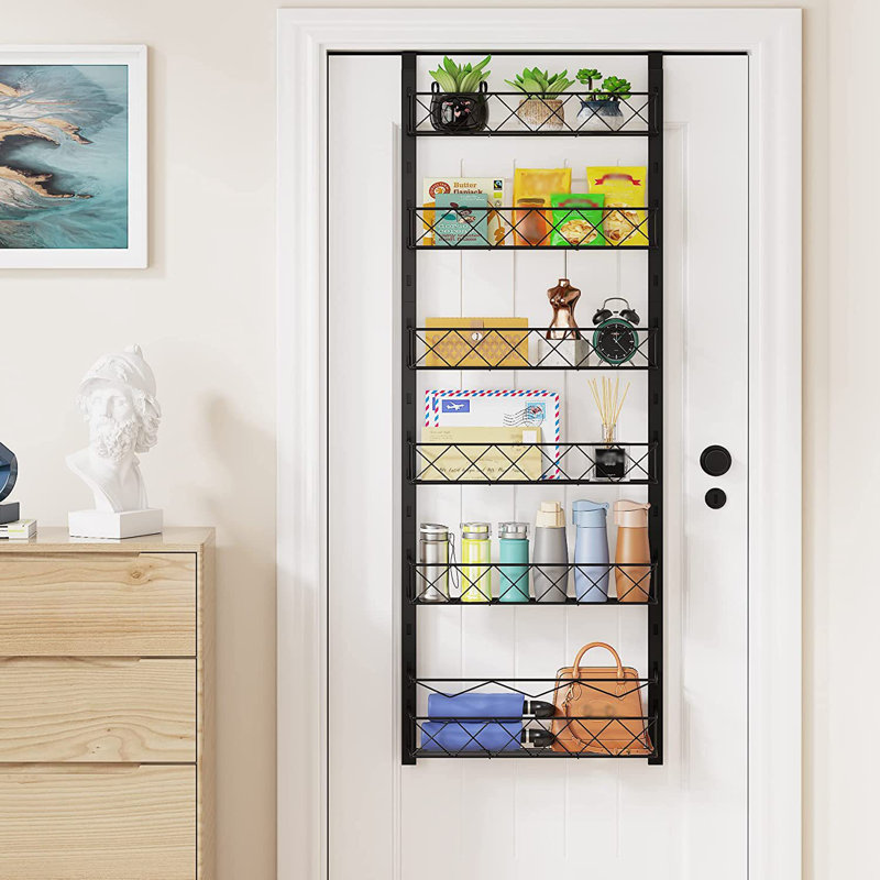 1 Set Carbon Steel Door-mounted Storage Rack, No Drilling Required, Creative Multi-layer Storage Baskets For Bedroom And Dormitory Door