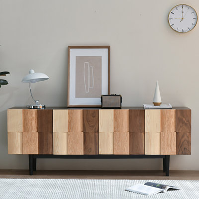 Retro tone solid wood TV cabinet