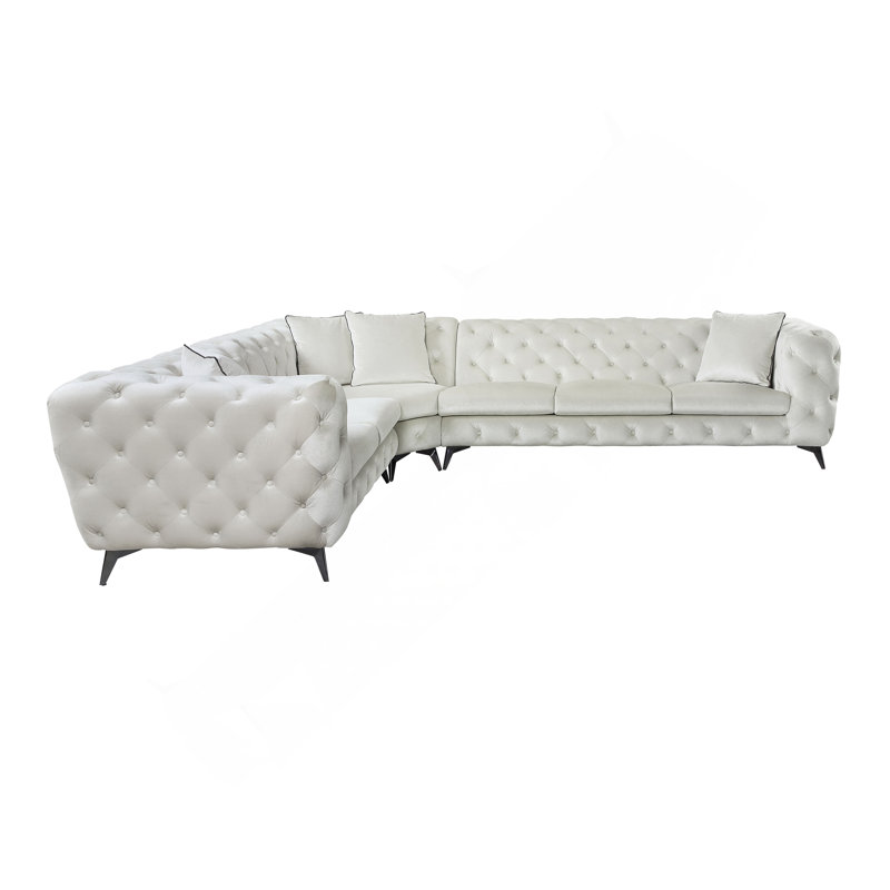 Canapé modulaire en tissu beige avec 4 coussins Atronia