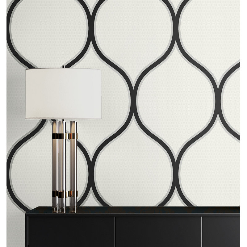 Papier peint non tissé Seabrook Designs Roppongi, Onyx / argent métallique