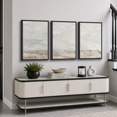 «Minimal Landscape», art de l'horizon doux et discret, images murales abstraites minimalistes neutres, impression sur toile encadrée, 3 pièces, art mural: 16 po x 24 po x 3 pièces, 24 po x 36 po x 3 pièces