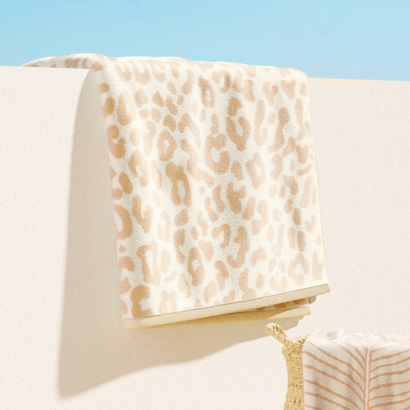 Serviettes de plage 100% jacquard 100% coton, Léopard
