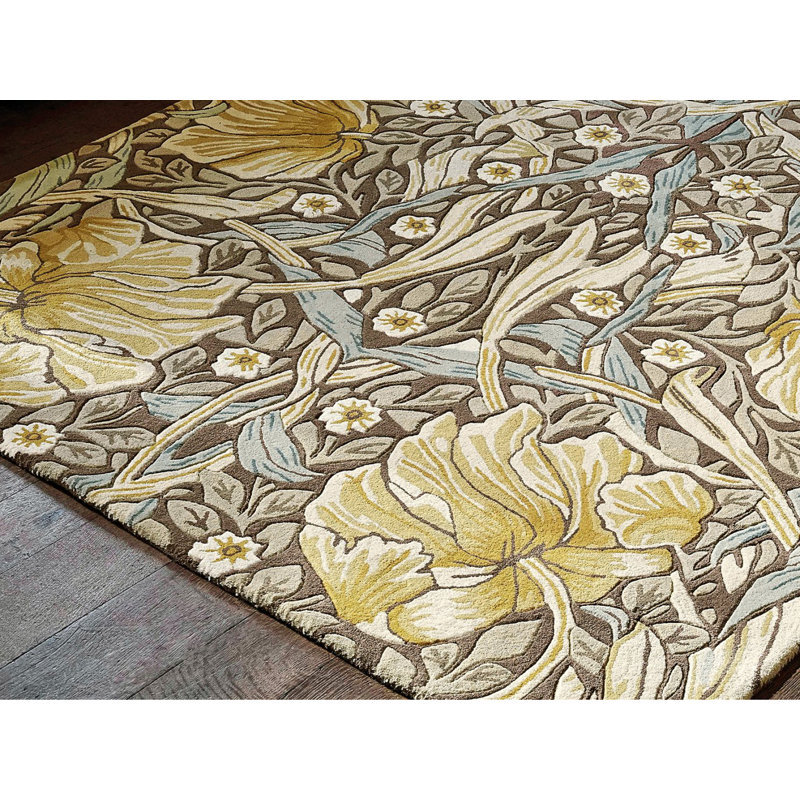 Hand Tufted Wool Floral Area Rug in Blue, Rectangle 6'7" x 9'2"