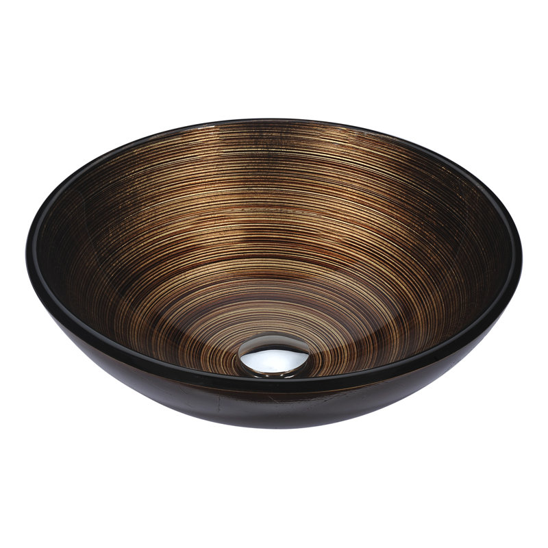 ANZZI Posh 16.5'' Glass Circular Bathroom Sink, Radial Umber