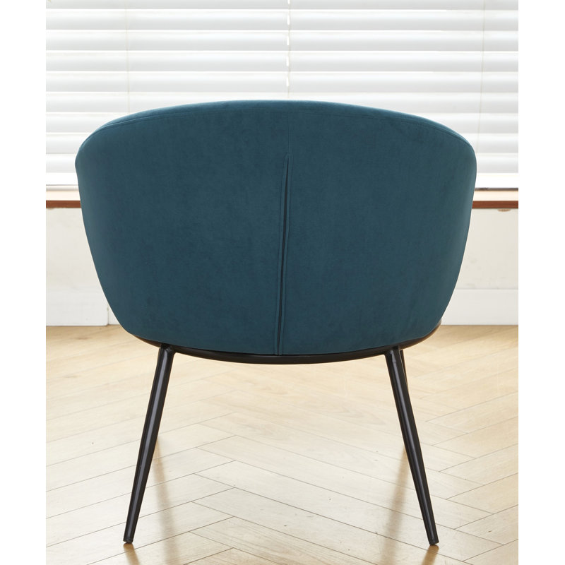 Fauteuil d'appoint en velours avec pieds en métal, Velours bleu