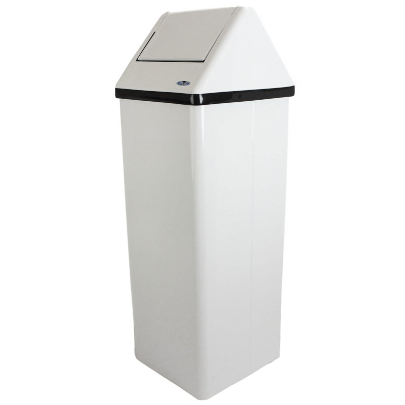 Steel Swing Top Trash Can, White, 28