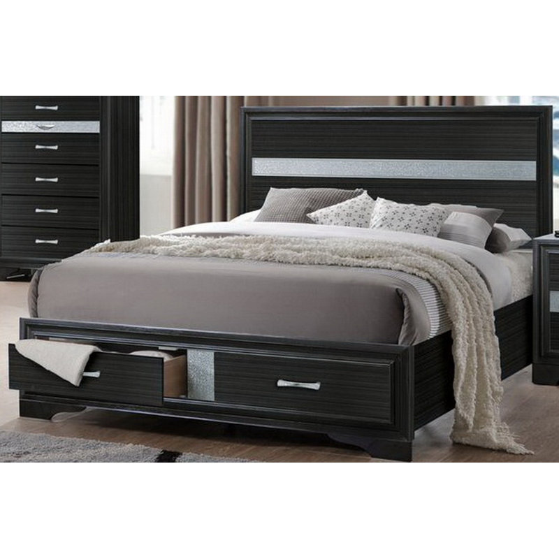 Mccreary Wood Standard Bed, King, Black
