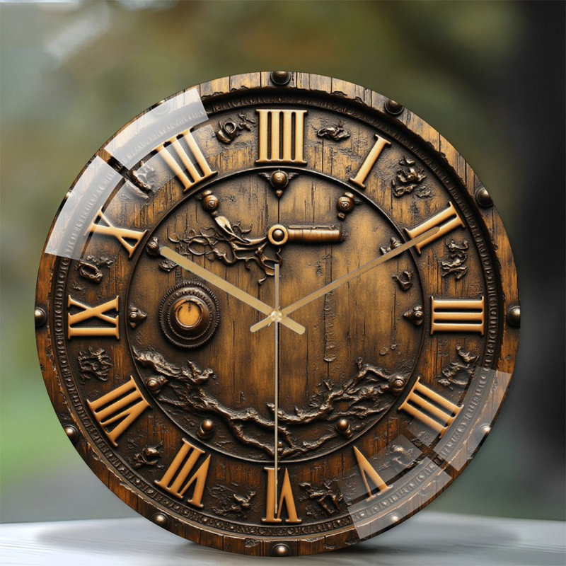 Vintage Antique Wall Clock with Roman Numerals Decor Art - 12'' Modern Glass Wall Clock
