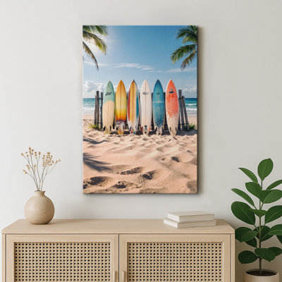 Œuvres de planches de surf colorées, décorations côtières d'été, impression sur toile giclée sur toile encadrée