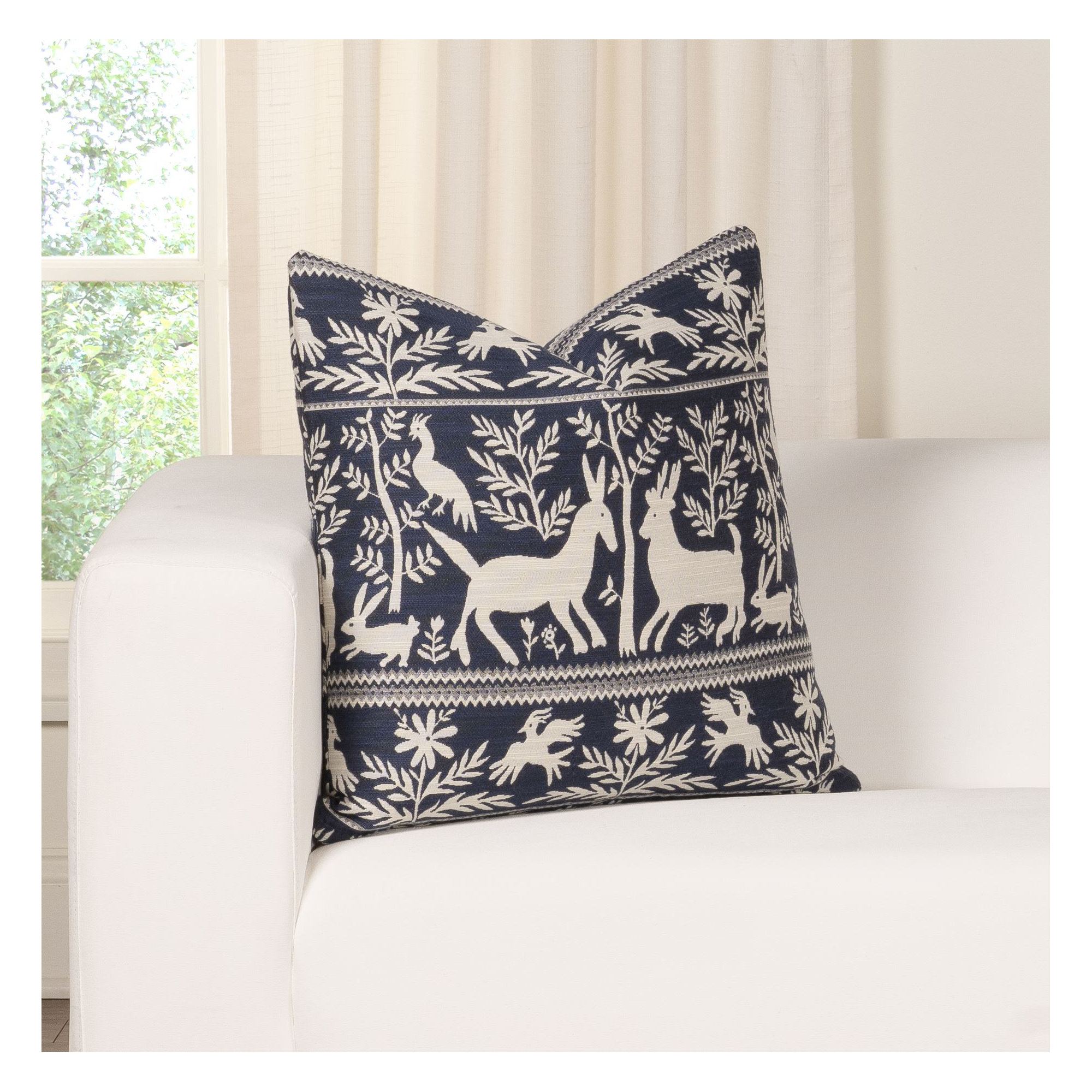 Bernardine Indigo 20" Throw Pillow, Polyester, Square 16"