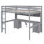 Lit mezzanine double avec bureau, armoires, tiroirs et plateau de chevet, station de charge, gris-512699977