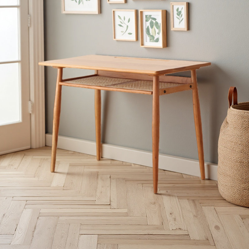 Bureau étroit en bois massif tissé, H 29,52 po x l 51,18 po x P 15,74 po