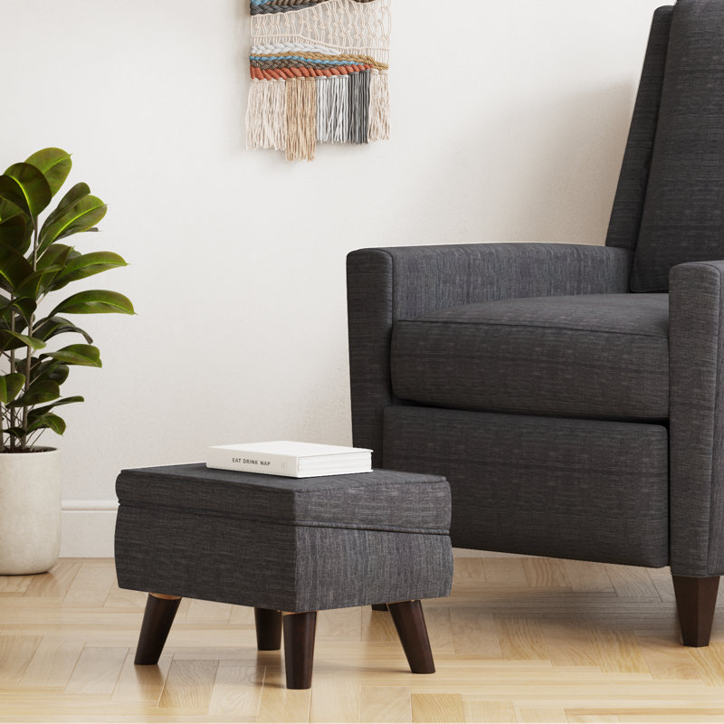 15.75" Wide Rectangle Storage Ottoman Stool, Entryway Ottoman Chairs,Footstools, Dark Gray Linen