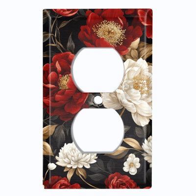 Couvercle de plaque d'interrupteur en métal; Bascule à 4 bandes US standard - Fleurs élégantes
