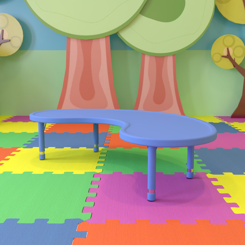Table d'activité demi-lune en plastique pour enfants, Bleu