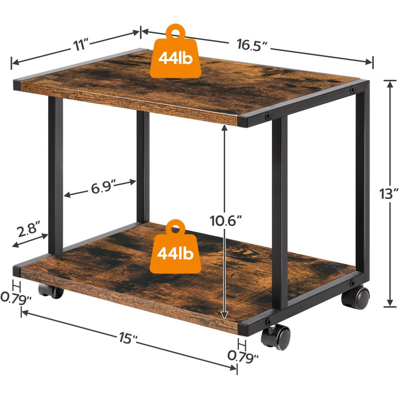 13'' H x 16.5'' W Under Desk Mobile Printer Stand