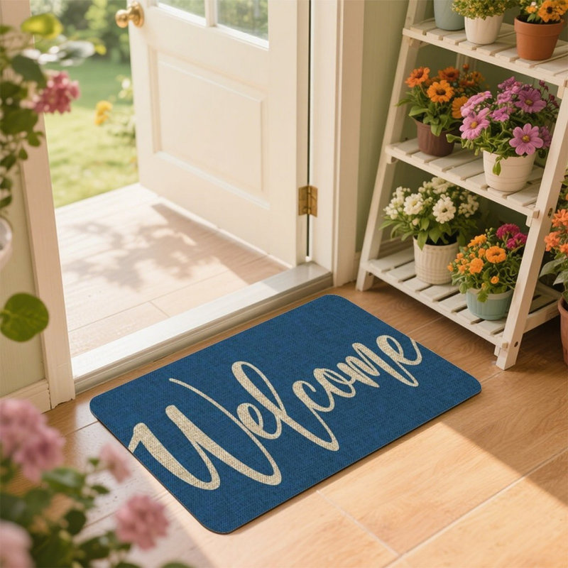 Paillasson 24 po x 36 po Blue Welcome