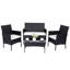 Ensemble de meubles de patio 4 pièces, ensemble de fauteuils d'extérieur en osier avec table basse et coussin épais, noir