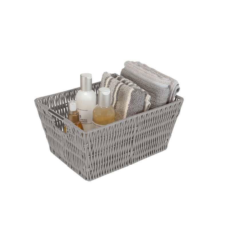 Coastal Charm Rattan Storage Tote Set with Stainless Steel Handles