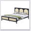 Wood Platform Bed With Rattan Headboard And Footboard-266872493-266872491