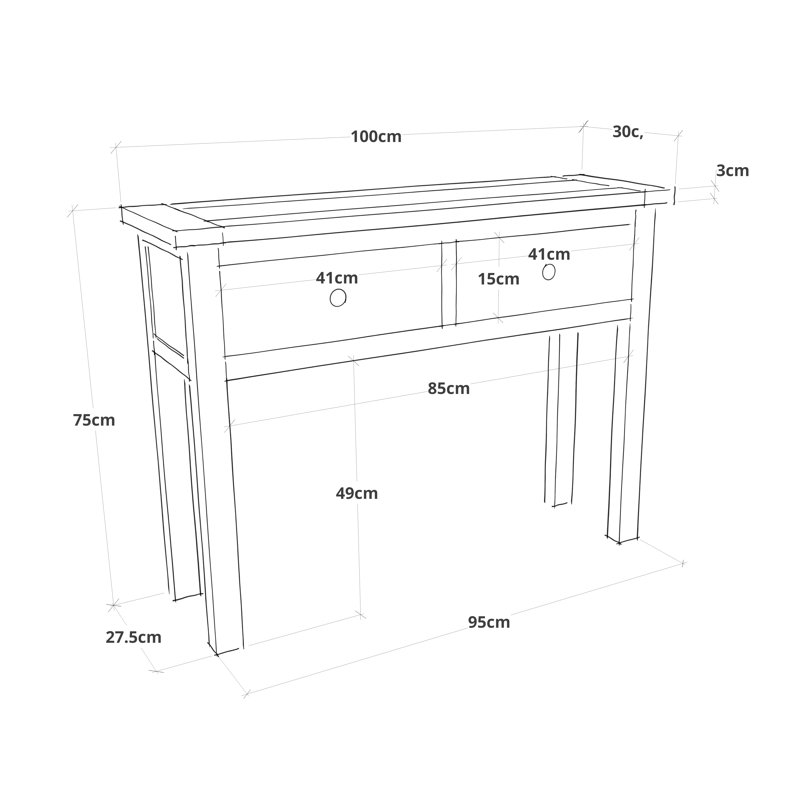 Rosewood 100cm Console Table, Light Grey/Chrome