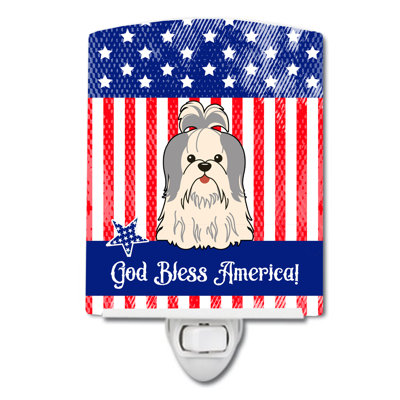 Patriotic USA Pug Ceramic Night Light