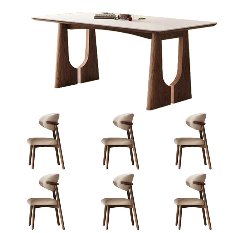 Table et chaise de style ancien moderne et simple, Brun, H 29,5 po x L 55,1 po x l 31,4 po