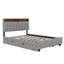 Lit plateforme tapissier double avec tête de lit, gigogne simple et 2 tiroirs-1081294768