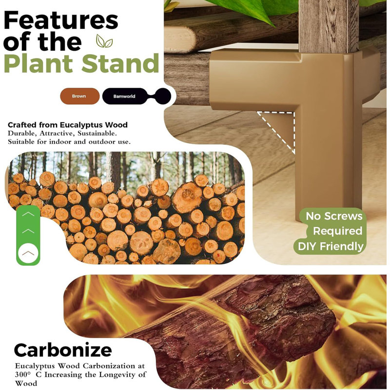 Bamboo 14-Tier Multi-Level Plant Stand for Indoor Outdoor Greenery Display