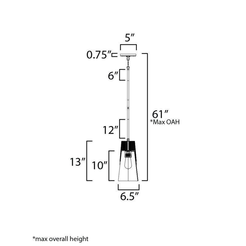 Remora 1 - Light Single Pendant, 13" H x 6.5" W x 6.5" D
