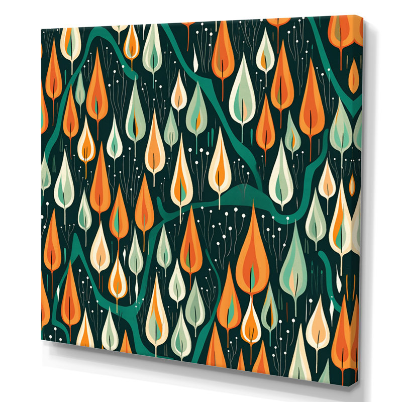 «Retro Abstract Drop Drops», reproduction d'art sur toile encadrée, Toile tendue, H 12 po x l 20 po x P 1 po