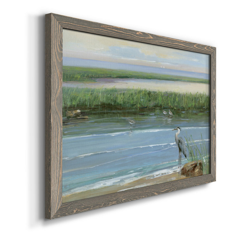 Wading at Dusk - Peinture sur toile encadrée, H 31,5 po x l 23,5 po x P 1,5 po, Toile avec cadre gris