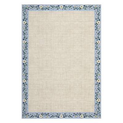 Washable Living Room Rug Floral Bordered Area Rugs Soft Thin Indoor Carpet for Bedroom Modern Throw Aesthetic Mat Non Slip Stain Resistant Carpet for Dining Room Office