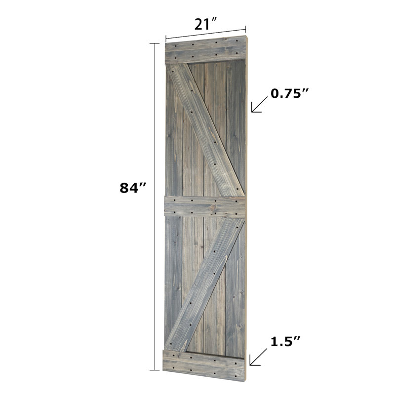Porte de grange pliante en bois massif de style K avec trousse de quincaillerie - assemblage requis, Tonneau vieilli