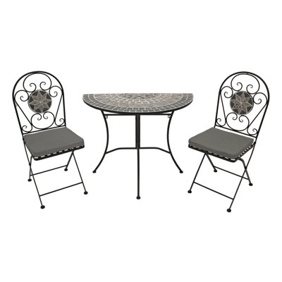 Leventhal 2 - Person Half Moon Ceramic Patio Dining Set with Cushions included