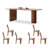 6 - Person Beige+Nut-brown Rectangular Solid Wood Sintered Stone Tabletop Dining Table Set
