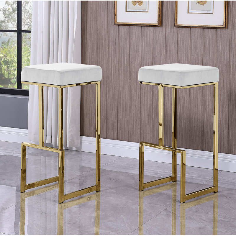 Tabouret de bar et de comptoir John-Henry, Or, Crème, Tabouret de bar (siège d'une hauteur de 31 po)