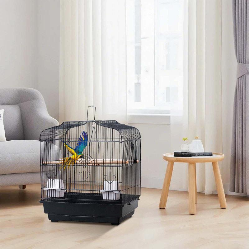 Cage à oiseau suspendue à plateau en fer 20,5 po