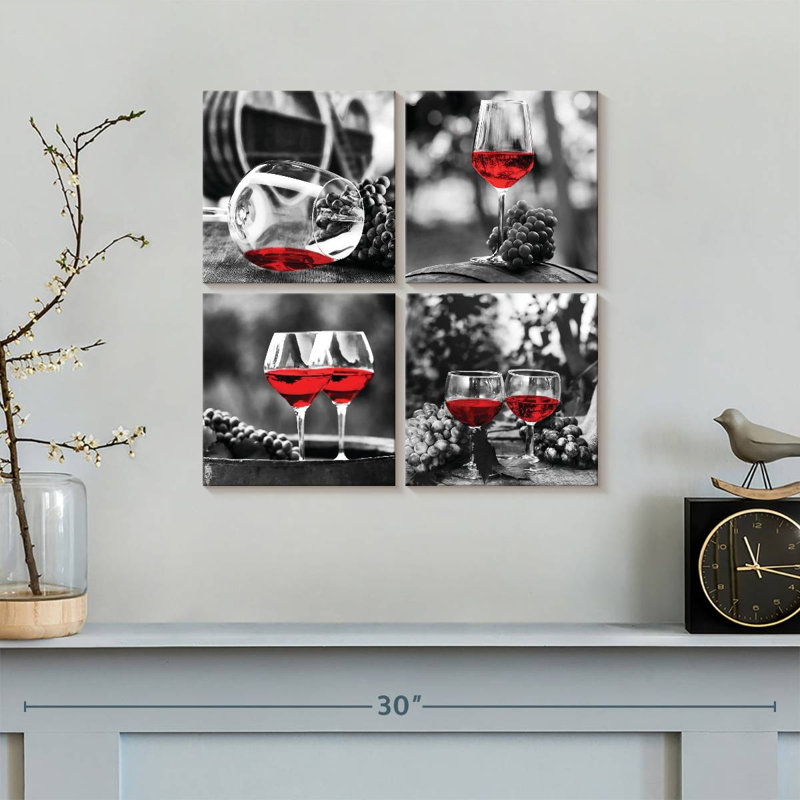 " Red Wine Glasses Pop Set " 4 - Pieces, 18" H x 18" W x 1" D