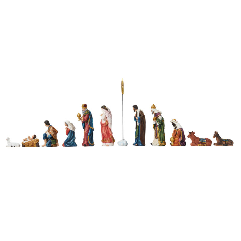 13 pièces de figurine de crèche en résine de luxe, ensembles de crèche de Noël de 5,9 po pour Noël