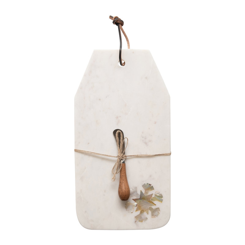 White Marble Rectangular Cheese and Cutting Board Set