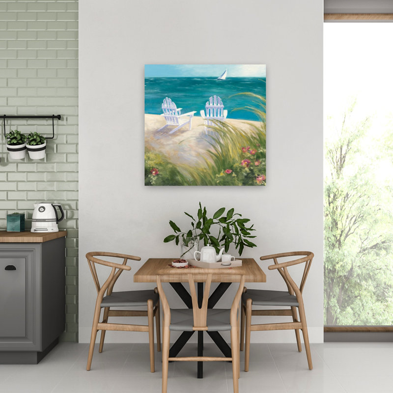 «Coastal Regatta I Square» avec art des plages Adirondack, H 32 po x l 32 po