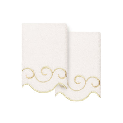  100% coton turc SIMPLICITY festonné 2PC embellies doigt ensemble de serviettes